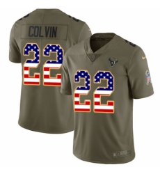 Men's Nike Houston Texans #22 Aaron Colvin Limited Olive/USA Flag 2017 Salute to Service NFL Jersey