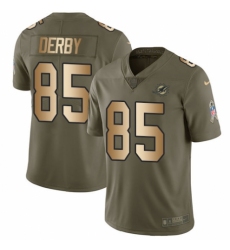 Men's Nike Miami Dolphins #85 A.J. Derby Limited Olive/Gold 2017 Salute to Service NFL Jersey