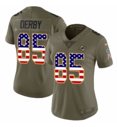 Women's Nike Miami Dolphins #85 A.J. Derby Limited Olive/USA Flag 2017 Salute to Service NFL Jersey