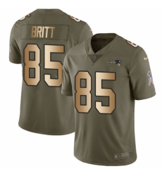 Youth Nike New England Patriots #85 Kenny Britt Limited Olive/Gold 2017 Salute to Service NFL Jersey