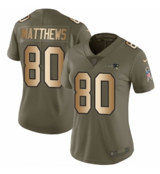 Women's Nike New England Patriots #80 Jordan Matthews Limited Olive/Gold 2017 Salute to Service NFL Jersey