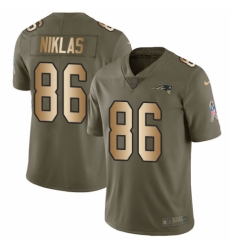 Men's Nike New England Patriots #86 Troy Niklas Limited Olive/Gold 2017 Salute to Service NFL Jersey
