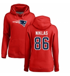 NFL Women's Nike New England Patriots #86 Troy Niklas Red Name & Number Logo Pullover Hoodie