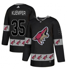 Men's Adidas Arizona Coyotes #35 Darcy Kuemper Authentic Black Team Logo Fashion NHL Jersey