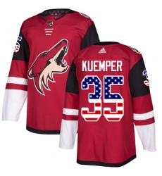 Men's Adidas Arizona Coyotes #35 Darcy Kuemper Authentic Red USA Flag Fashion NHL Jersey