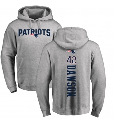 NFL Nike New England Patriots #42 Duke Dawson Ash Backer Pullover Hoodie