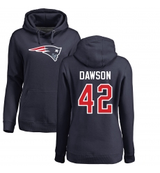 NFL Women's Nike New England Patriots #42 Duke Dawson Navy Blue Name & Number Logo Pullover Hoodie