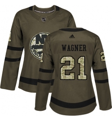 Women's Adidas New York Islanders #21 Chris Wagner Authentic Green Salute to Service NHL Jersey