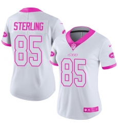 Women Nike New York Jets #85 Neal Sterling Limited White Pink Rush Fashion NFL Jersey