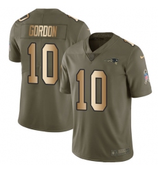 Men's Nike New England Patriots #10 Josh Gordon Limited Olive Gold 2017 Salute to Service NFL Jersey