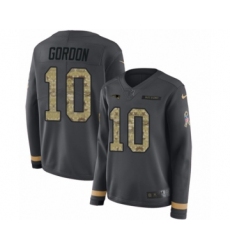 Women's Nike New England Patriots #10 Josh Gordon Limited Black Salute to Service Therma Long Sleeve NFL Jersey