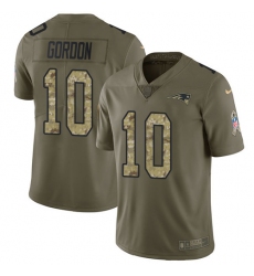 Youth Nike New England Patriots #10 Josh Gordon Limited Olive Camo 2017 Salute to Service NFL Jersey