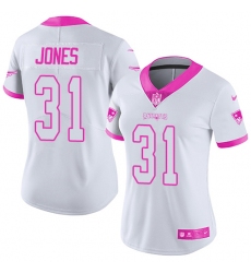 Women's Nike New England Patriots #31 Jonathan Jones Limited White Pink Rush Fashion NFL Jersey