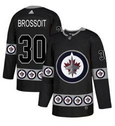 Men's Adidas Winnipeg Jets #30 Laurent Brossoit Authentic Navy Blue USA Flag Fashion NHL Jersey
