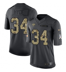 Men's Nike Jacksonville Jaguars #34 Carlos Hyde Limited Black 2016 Salute to Service NFL Jersey