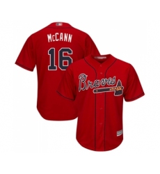 Men's Atlanta Braves #16 Brian McCann Replica Red Alternate Cool Base Baseball Jersey