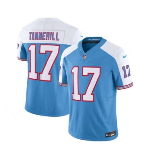 Men's Nike Tennessee Titans #17 Ryan Tannehill Blue White 2023 F.U.S.E. Vapor Limited Throwback Football Stitched Jersey Men's Nike Tennessee Titans #17 Ryan Tannehill Blue White 2023 F.U.S.E. Vapor Limited Throwback Football Stitched Jersey