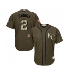 Youth Kansas City Royals #2 Chris Owings Authentic Green Salute to Service Baseball Jersey