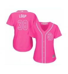 Women's San Diego Padres #38 Aaron Loup Replica Pink Fashion Cool Base Baseball Jersey