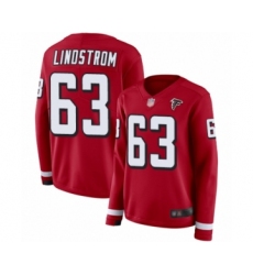 Women's Atlanta Falcons #63 Chris Lindstrom Limited Red Therma Long Sleeve Football Jersey
