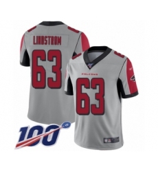 Youth Atlanta Falcons #63 Chris Lindstrom Limited Silver Inverted Legend 100th Season Football Jersey