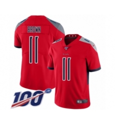 Men's Tennessee Titans #11 A.J. Brown Limited Red Inverted Legend 100th Season Football Jersey