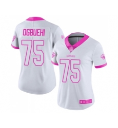 Women's Jacksonville Jaguars #75 Cedric Ogbuehi Limited White Pink Rush Fashion Football Jersey