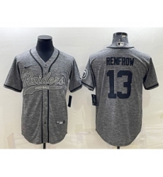 Men's Las Vegas Raiders #13 Hunter Renfrow Gray With Patch Cool Base Stitched Baseball Jersey Men's Las Vegas Raiders #13 Hunter Renfrow Gray With Patch Cool Base Stitched Baseball Jersey
