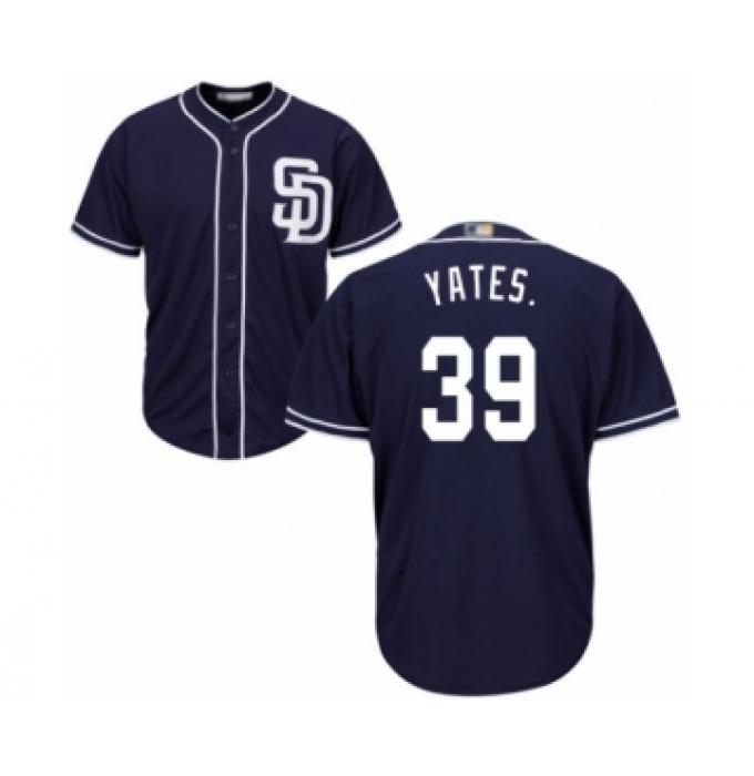 Youth San Diego Padres #39 Kirby Yates Authentic Navy Blue Alternate 1 Cool Base Baseball Jersey