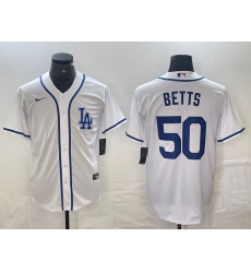 Men's Los Angeles Dodgers #50 Mookie Betts White Cool Base Stitched Baseball Jersey
