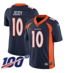 Men's Denver Broncos #10 Jerry Jeudy Navy Blue Alternate Stitched 100th Season Vapor Untouchable Limited Jersey Men's Denver Broncos #10 Jerry Jeudy Navy Blue Alternate Stitched 100th Season Vapor Untouchable Limited Jersey