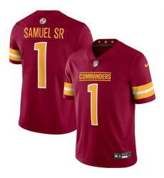 Men's Washington Commanders #1 Deebo Samuel Sr Burgundy 2025 Vapor Limited Football Stitched Jersey