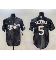 Men's Los Angeles Dodgers #5 Freddie Freeman Black Cool Base Stitched Baseball Jersey