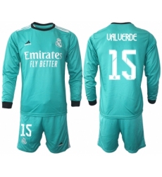 Men 2021-2022 Club Atletico Madrid second away blue Long Sleeve 15 Soccer Jersey