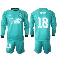 Men 2021-2022 Club Atletico Madrid second away blue Long Sleeve 18 Soccer Jersey