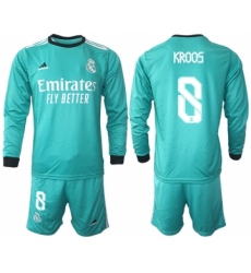 Men 2021-2022 Club Atletico Madrid second away blue Long Sleeve 8 Soccer Jersey