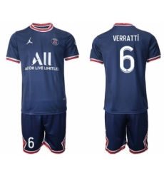 Men 2021-2022 Club Paris St German home blue 6 Soccer Jersey