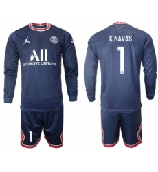 Men 2021-2022 Club Paris St German home blue Long Sleeve 1 Soccer Jersey