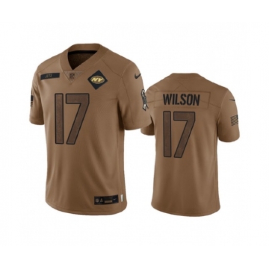 Men's Nike New York Jets #17 Garrett Wilson 2023 Brown Salute To Service Limited Football Stitched Jersey Men's Nike New York Jets #17 Garrett Wilson 2023 Brown Salute To Service Limited Football Stitched Jersey