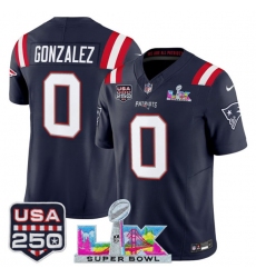 Men's New England Patriots #0 Christian Gonzalez Navy 2025 F.U.S.E. Super Bowl LX And USA 250 Vapor Limited Football Stitched Jersey Men's New England Patriots #0 Christian Gonzalez Navy 2025 F.U.S.E. Super Bowl LX And USA 250 Vapor Limited Football Stitched Jersey