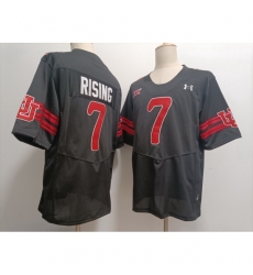 Men's Utah Utes Cameron Rising #7 Black Stitched NCAA Football Jersey