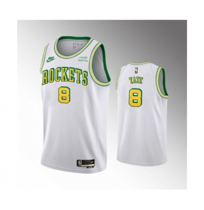 Men's Houston Rockets #8 Jae'Sean Tate White Swingman Classic Edition Stitched Basketball Jersey