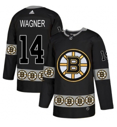 Men's Adidas Boston Bruins #14 Chris Wagner Authentic Black Team Logo Fashion NHL Jersey
