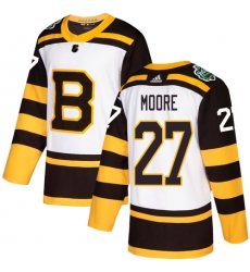 Youth Adidas Boston Bruins #27 John Moore Authentic White 2019 Winter Classic NHL Jersey