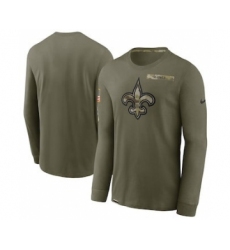 Men's New Orleans Saints Football Olive 2021 Salute To Service Performance Long Sleeve T-Shirt