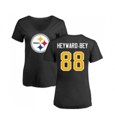 Football Women's Pittsburgh Steelers #88 Darrius Heyward-Bey Black Name & Number Logo Slim Fit T-Shirt