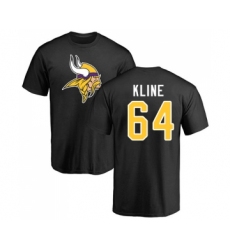 Football Minnesota Vikings #64 Josh Kline Black Name & Number Logo T-Shirt