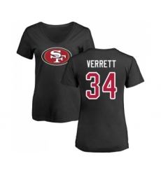 Football Women's San Francisco 49ers #34 Jason Verrett Black Name & Number Logo T-Shirt