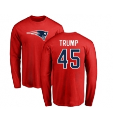 Football New England Patriots #45 Donald Trump Red Name & Number Logo Long Sleeve T-Shirt