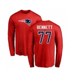 Football New England Patriots #77 Michael Bennett Red Name & Number Logo Long Sleeve T-Shirt